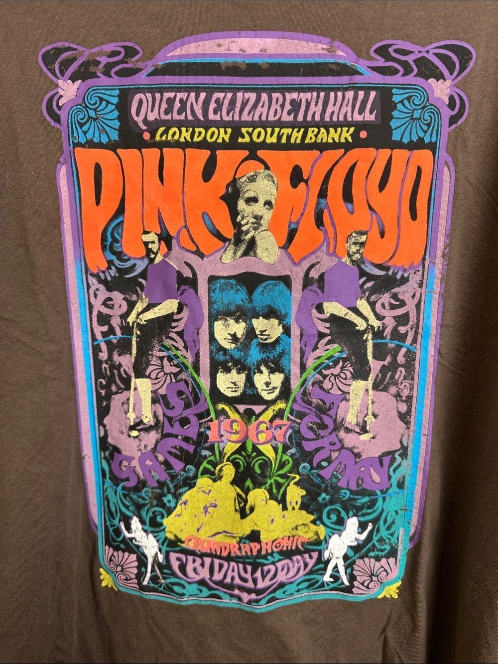 Pink Floyd Brown Tee with Multicolor Psychedelic Poster Print - Picture 3 of 6